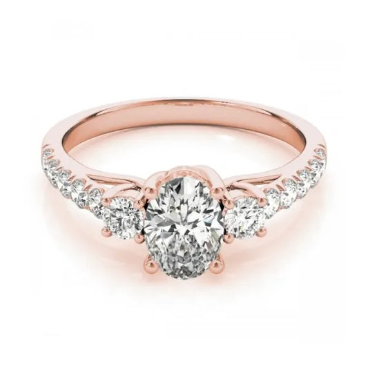 Spiaggia Ring - 14k Rose Gold Oval Cut Engagement Ring