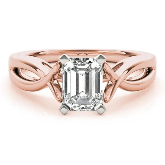 Twisted Vine Rose Gold Emerald Cut Engagement Ring