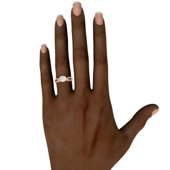 Twisted Vine Rose Gold Emerald Cut Engagement Ring
