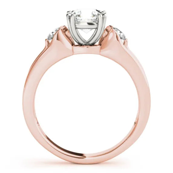Dublin 3 Stone Rose Gold Asscher Cut Engagement Ring