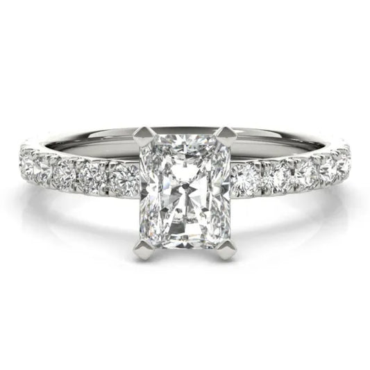 Petite Floating Gem White Gold Radiant Cut Engagement Ring