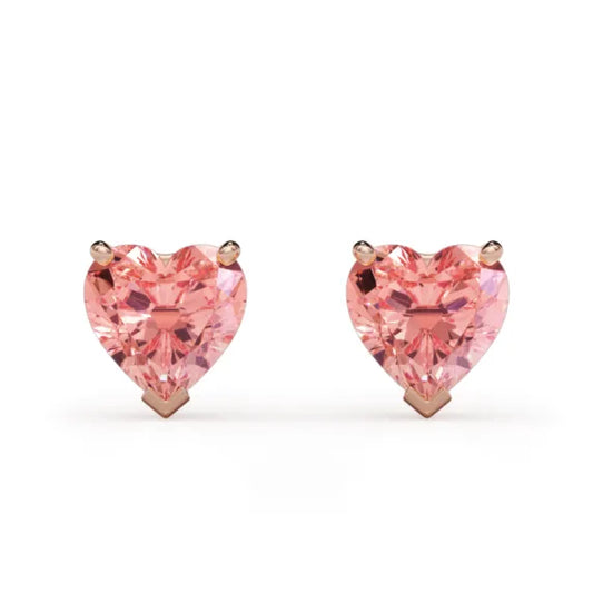 En Rose Heart Studs in 14K Rose Gold