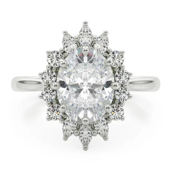 Katherine Ring - 14k White Gold Oval Cut Engagement Ring