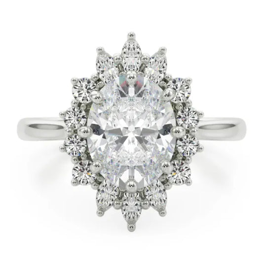 Katherine Ring - 14k White Gold Oval Cut Engagement Ring
