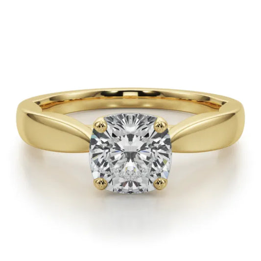 Della Solitaire 14k Yellow Gold Cushion Cut Engagement Ring