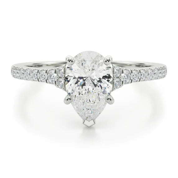 Rose Classic White Gold Pear Cut Engagement Ring