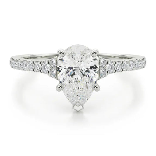 Rose Classic White Gold Pear Cut Engagement Ring