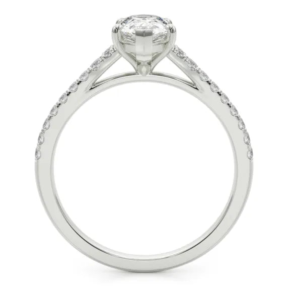 Rose Classic White Gold Pear Cut Engagement Ring