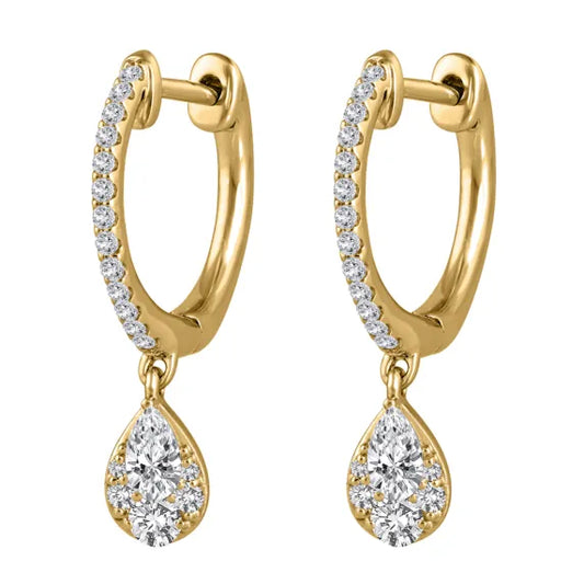 Pear Cluster Drop Diamond Huggie Earrings (1/2 ct. tw.)